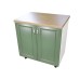 Masca pentru chiuveta cu 2 usi 80 cm Zebra, Alb/MDF Verde cu blat Artar, 80 x 85 x 60 cm